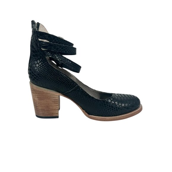 Freebird by Steven Randi Black Snake Embossed Heeled Shoes - Picture 5 of 11